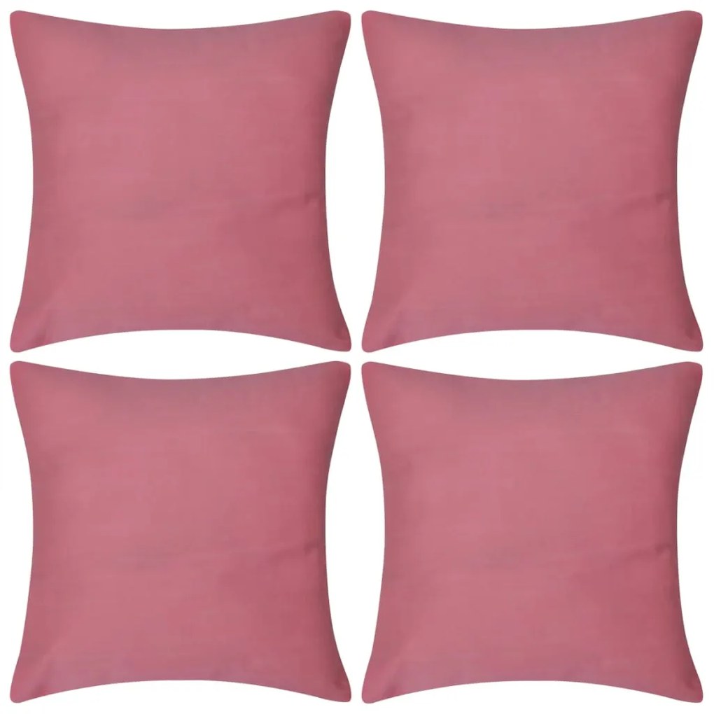 Huse de perna din bumbac, 50 x 50 cm, roz, 4 buc. 1, Roz, 50 x 50 cm