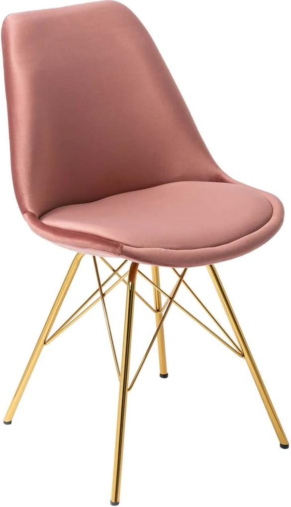 Scaun rose din catifea cu picioare metalice Scandinavia Chair Retro Old Rose Gold | INVICTA INTERIOR