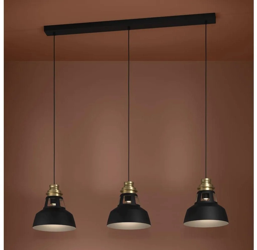 Lustră pe cablu Eglo 390231 ESPINARDO 3xE27/40W/230V negru/auriu