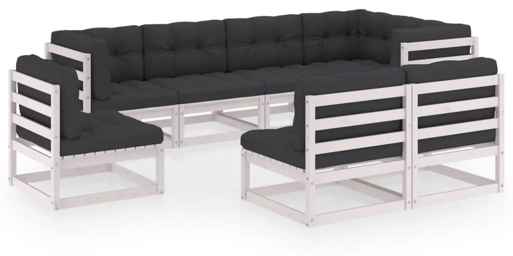 3076675 vidaXL Set mobilier de grădină cu perne, 8 piese, lemn masiv de pin