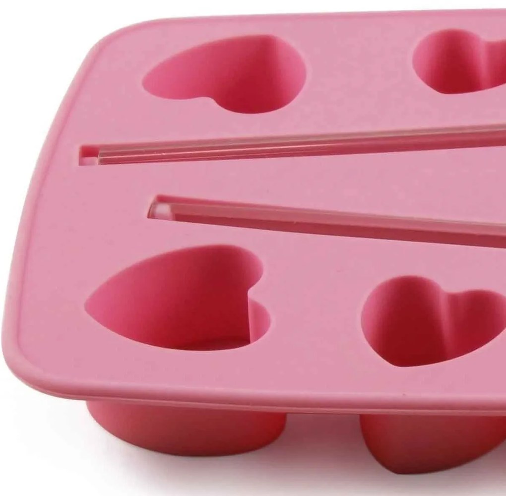 Formă de gheață din silicon Toro cu pai Inimă