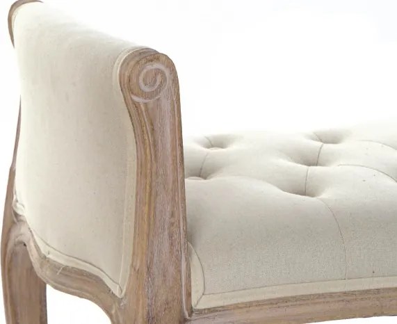 Banchetă de hol din lemn de cauciuc și in, 109×45×60 cm, „Entry"