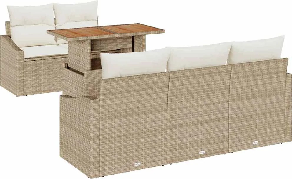 vidaXL Set de canapele pentru grădină 6 pcs Bej Rattan poli