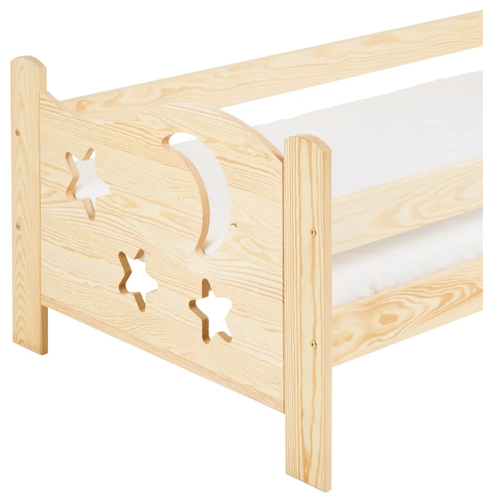 Pat pentru copii MOON 80 x 160 cm, pin Saltea: saltea EASYSOFT 8 cm, Somiera: cu somiera din lamele