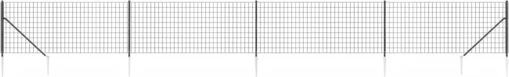vidaXL Gard plasă de sârmă cu țăruși de fixare, antracit, 1x10 m