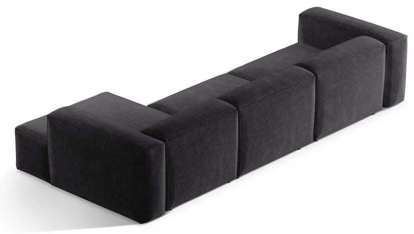 Colțar gri închis cu tapițerie din catifea reiată (cu colț pe partea dreaptă/cu șezlong) Bergamo – Cosmopolitan Design