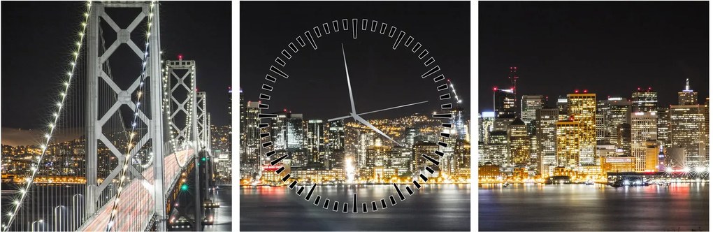 Tablou cu podul Brooklin și New York (cu ceas) (90x30 cm)