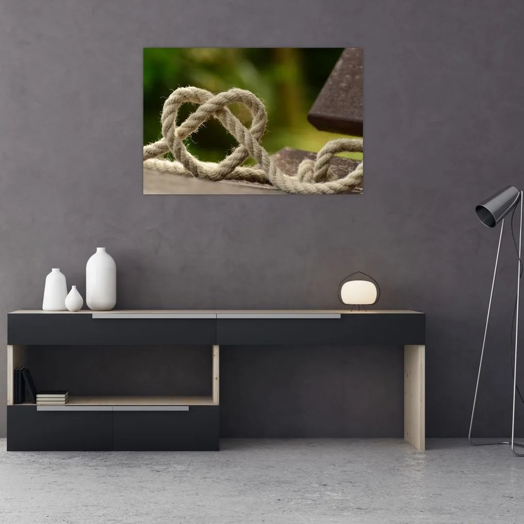 Tablou inima din frânghie (90x60 cm)