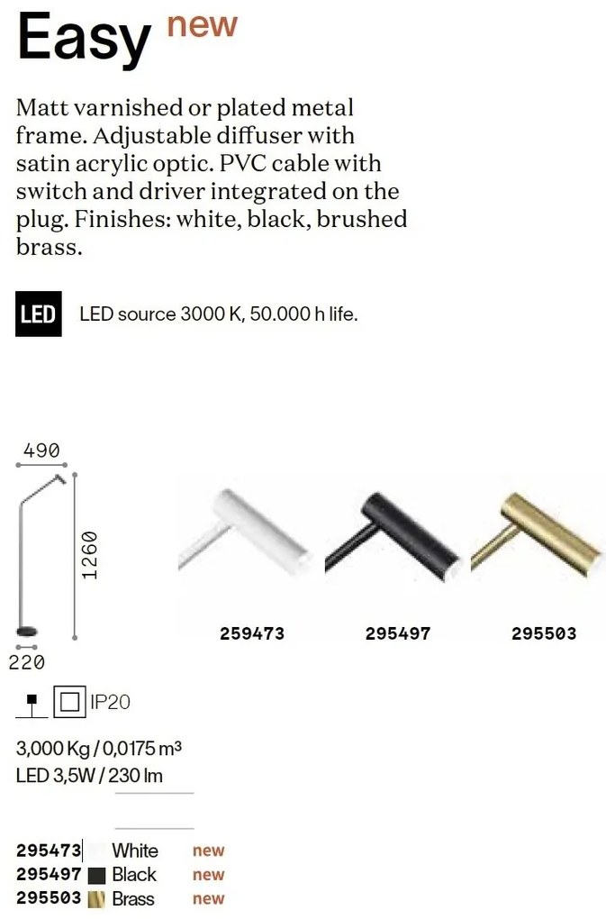 Lampadar/Lampa de podea stil minimalist LED Easy pt alama