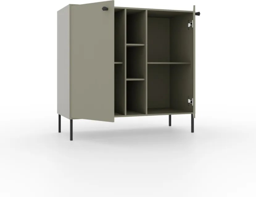 Comodă cu diua usi, 100x41x95, Tili System, ADRK Furniture (Culoare: Negru / Negru)