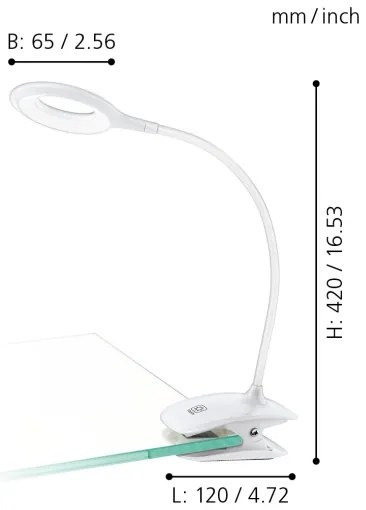 Eglo 97077 - Lampă LED dimabilă cu clemă CABADO LED/3W/5V albă