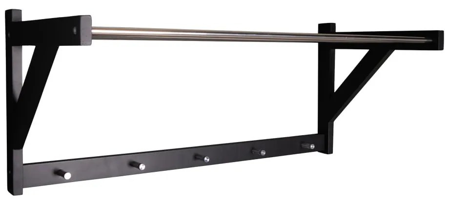 Cuier de perete negru din lemn de plop cu raft Padova - House Nordic