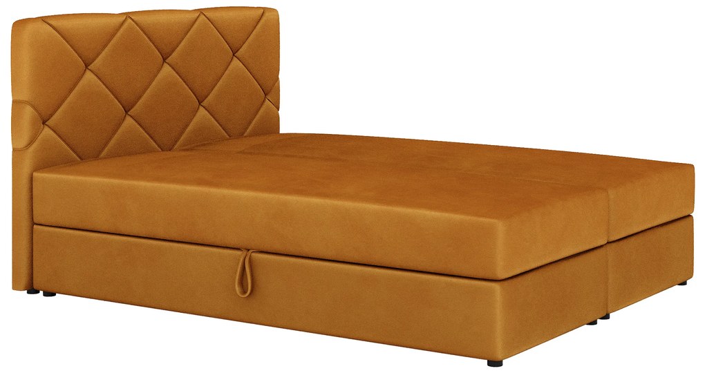 Pat matrimonial Boxspring 140x200 cm Karum (cu saltea și somieră) (portocaliu). 1007770