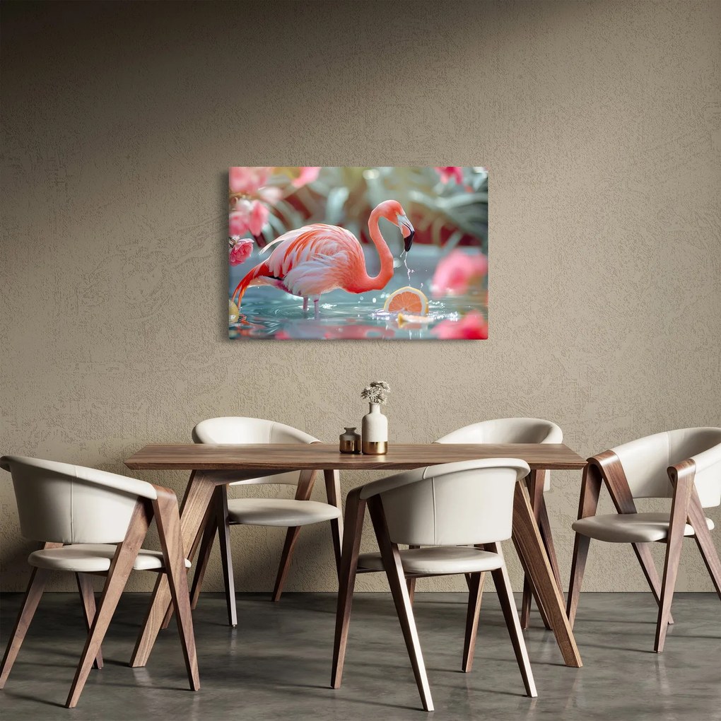 Tablou - Flamingo în iaz (90x60 cm)