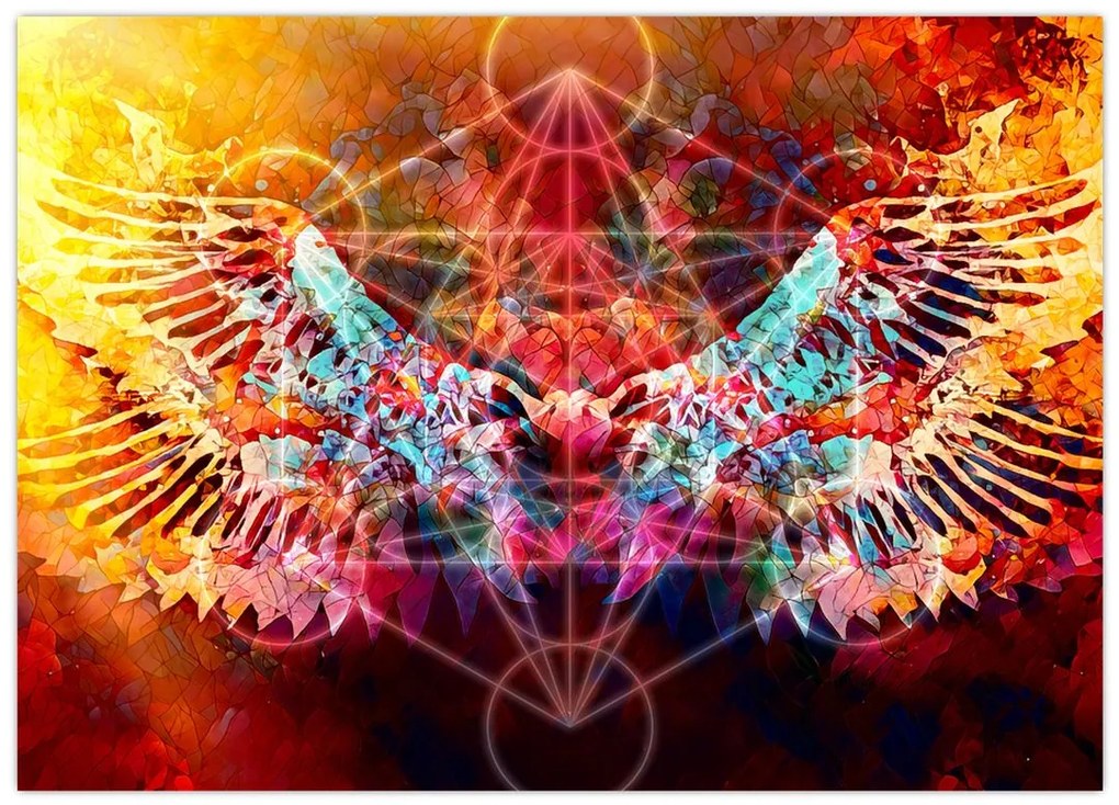Tablou - Merkaba cu aripi, abstracție (70x50 cm)