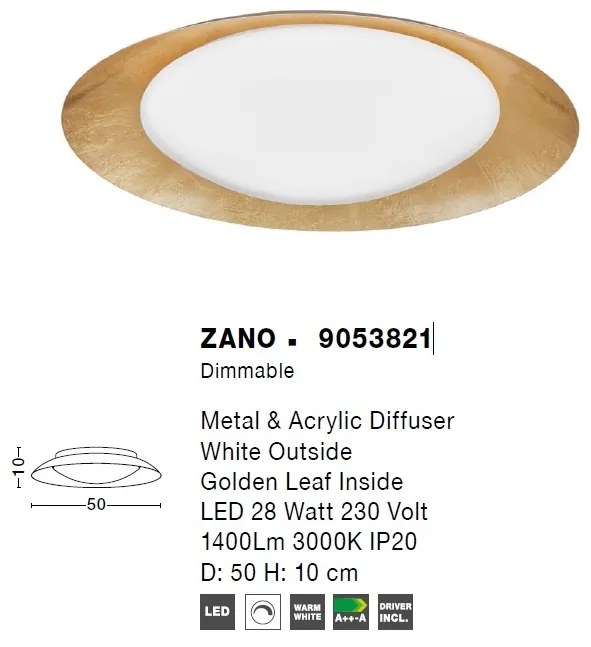 Lustra LED / Plafoniera moderna ZANO aurie NVL-9053821