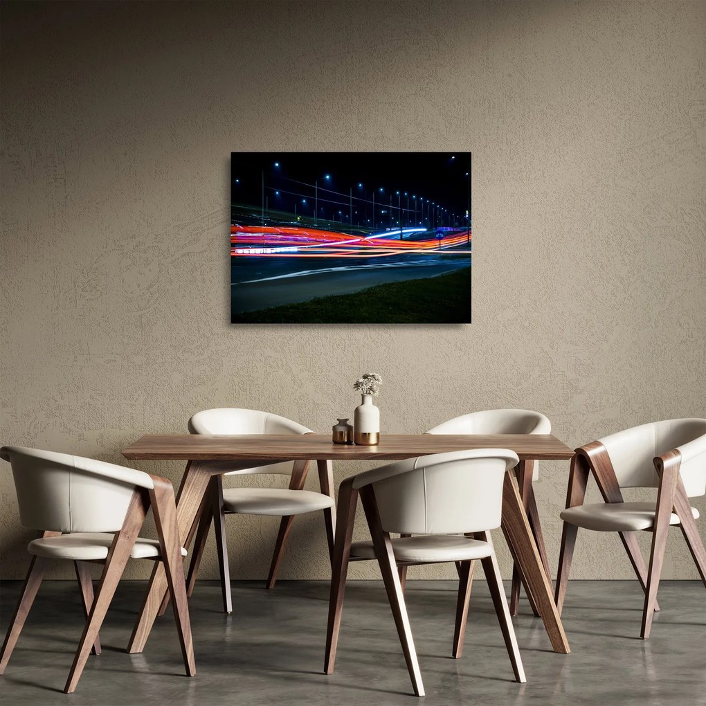 Tablou pe sticlă orașului nocturn (70x50 cm)