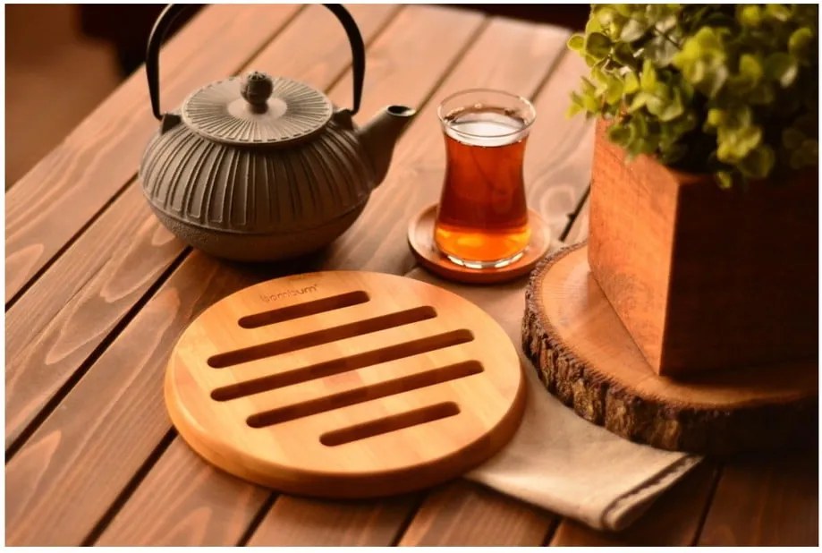 Suport din bambus pentru oalele fierbinți Bambum Valeria, ⌀ 19 cm