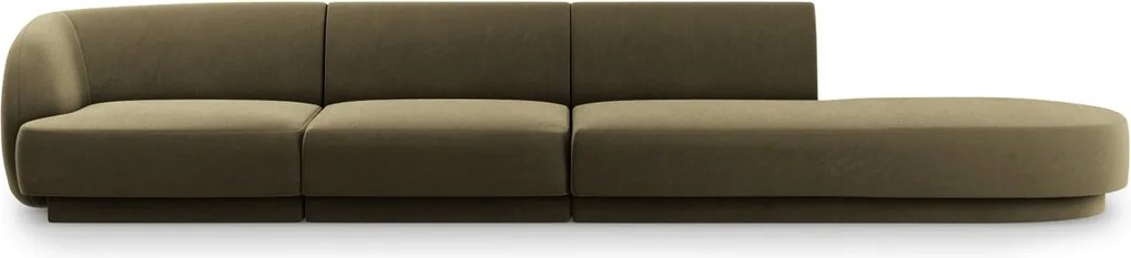 Canapea 4 locuri cotiera dreapta, Miley, Micadoni Home, BL, 325x85x74 cm, catifea, verde