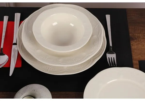 Set de masă 24 piese alb/porțelan
