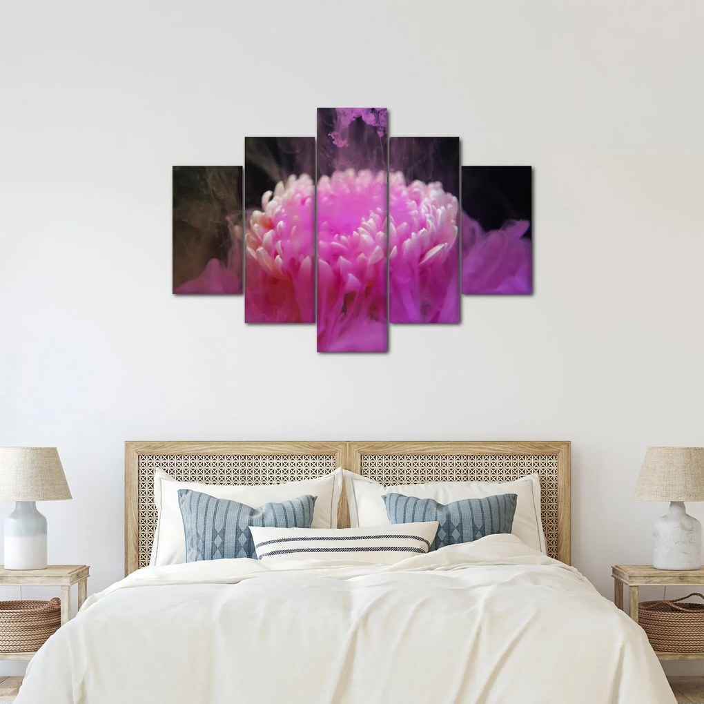 Tablou cu floare în fum roz (150x105 cm)