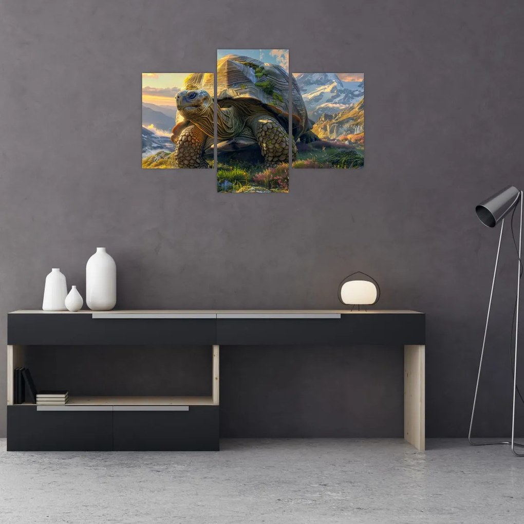 Tablou - Țestoasă și peisaj montan (90x60 cm)