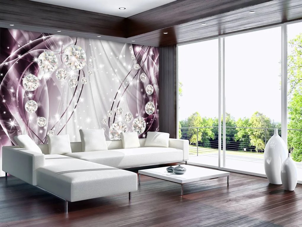 Fototapet - Abstract, diamante, argint și violet (254x184 cm)