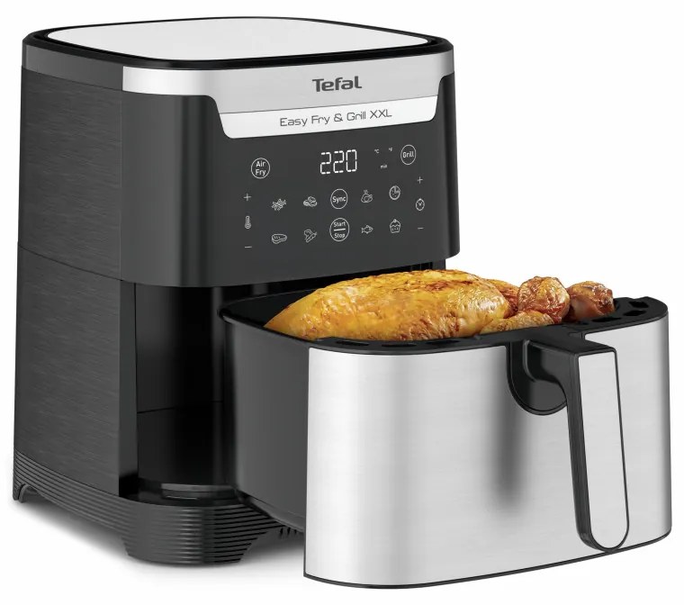 Friteuza Tefal EY801D15 Easy Fry & Grill XXL, 1830W, 6,5L, 8 programe, Fara fum, Inox