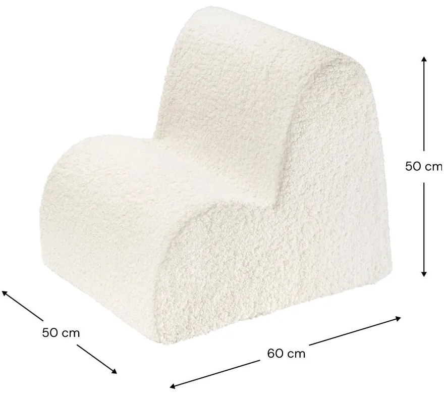 Fotoliu de copii crem cu tapițerie din țesătură bouclé Cloud – Wigiwama