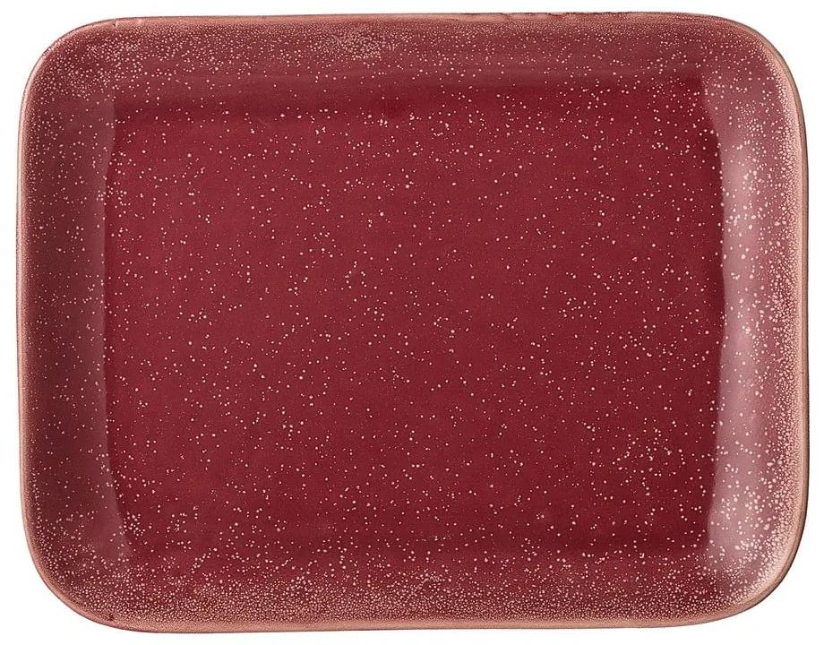 Platou din gresie ceramică Bloomingville Joelle, 31,5 x 24,5 cm. roșu