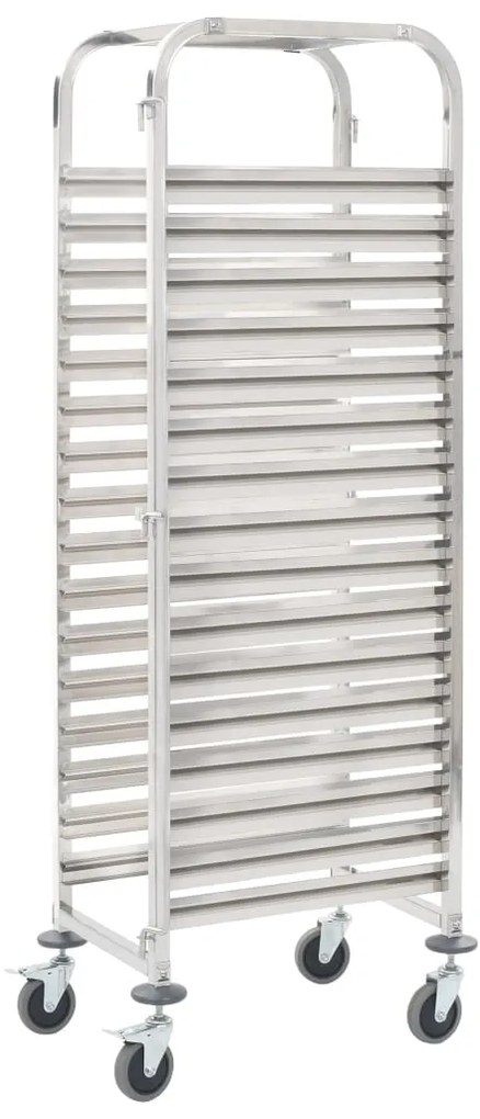 vidaXL Cărucior bucătărie pentru 16 tăvi, 38x55x163cm, oțel inoxidabil