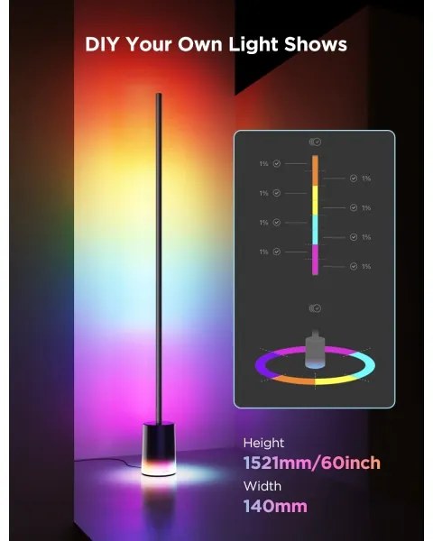 Lampadar LED Govee Smart MATTER LED RGBICWW Wi-Fi + telecomandă