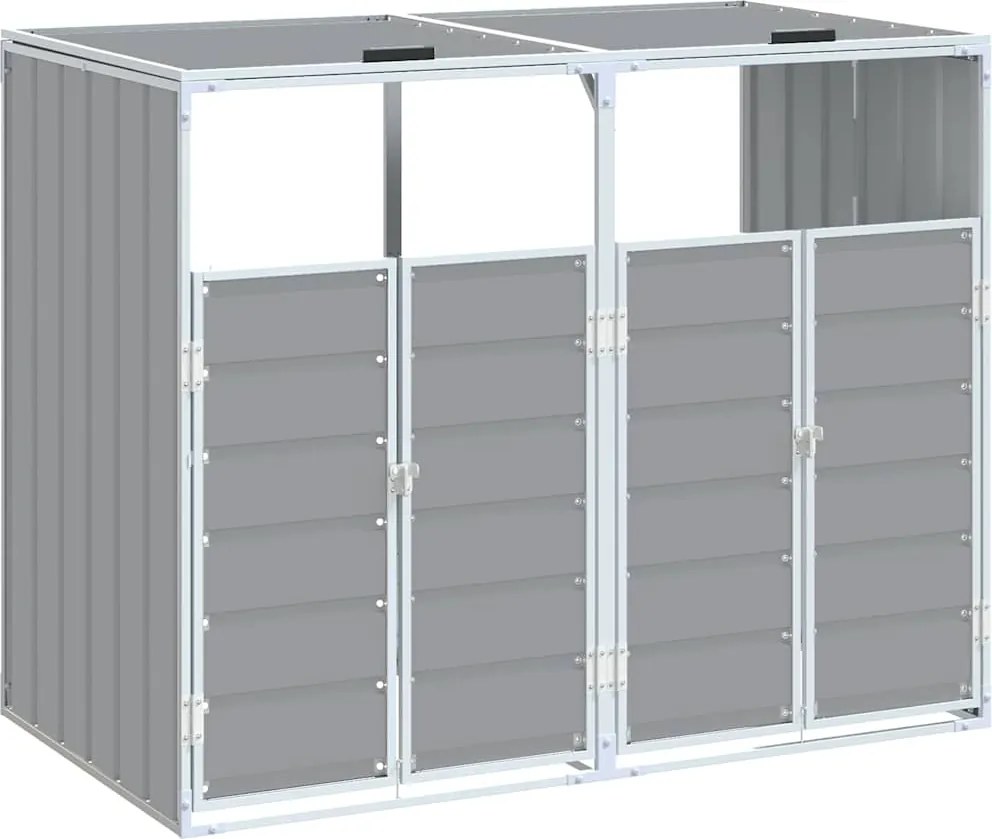 vidaXL Depozit pubele cu roți duble, gri, 144x81x113 cm, oțel