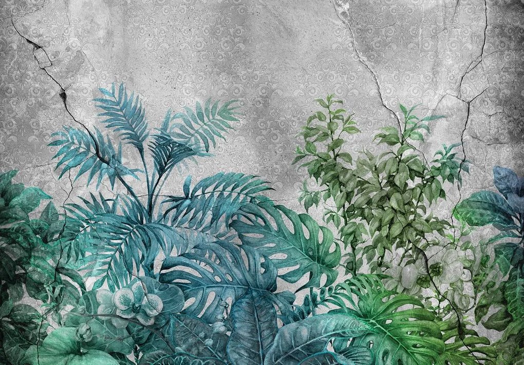 Fototapet - Plante pe beton (254x184 cm)