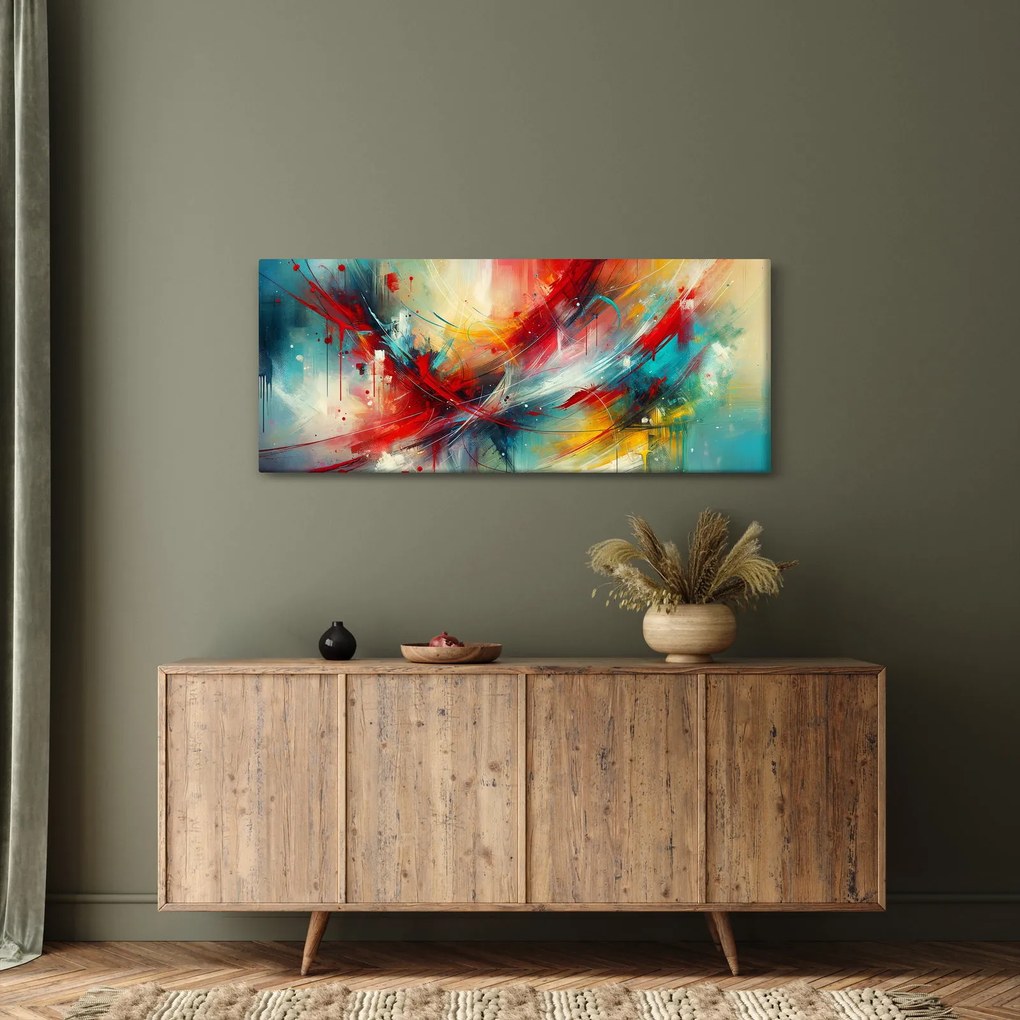 Tablou – Abstracție cu roșu (120x50 cm)