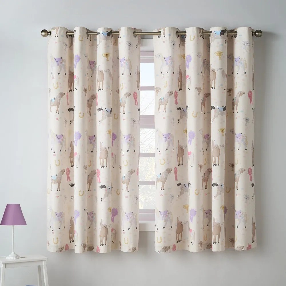Draperii pentru copii crem 2 buc. 168x183 cm Happy Horses – Catherine Lansfield