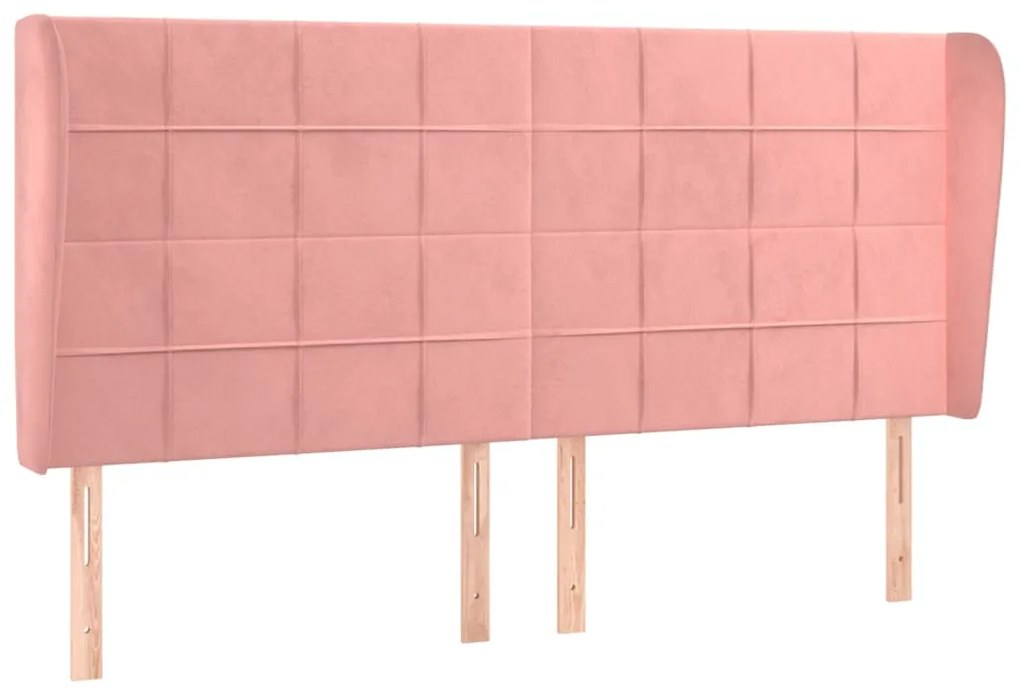 3118021 vidaXL Tăblie de pat cu aripioare, roz, 183x23x118/128 cm, catifea