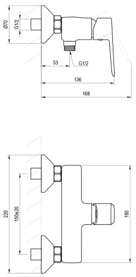 Ravak X070474 - baterie de duș LIFE, crom lucios