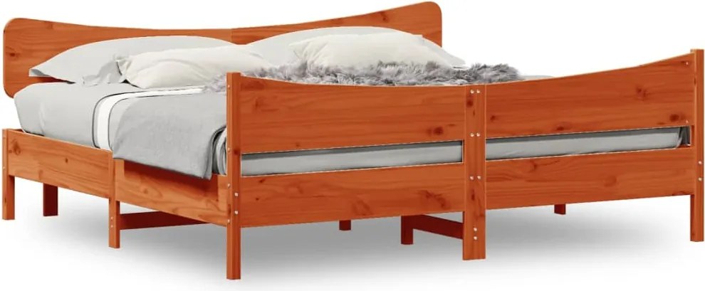 vidaXL Cadru de pat fără saltea, maro ceruit 180x200 cm lemn masiv pin