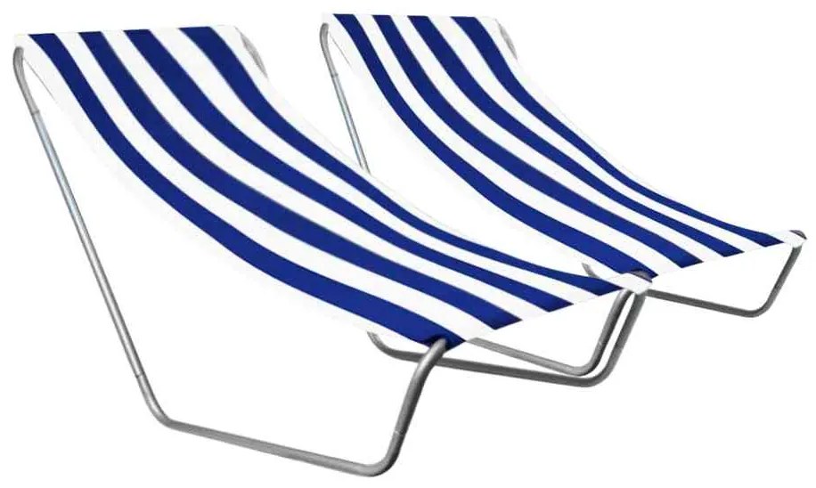 Set de 2 sezlonguri de plaja pliabile SAND, dungi albastre