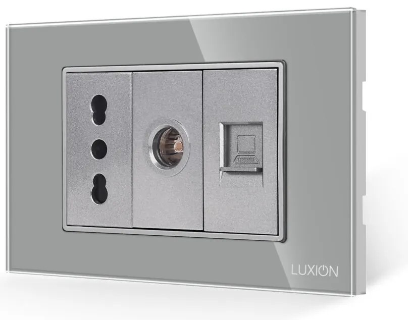 Priza Ingusta + TV + Internet cu Rama din Sticla LUXION, Standard Italian, 3M