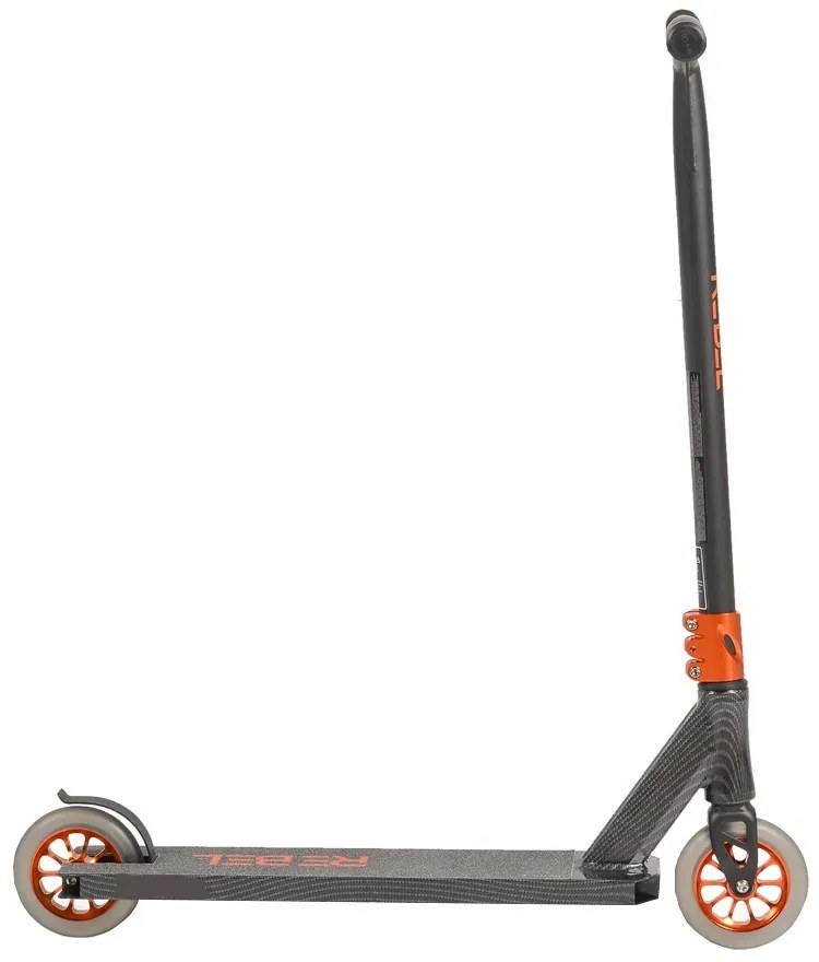 Trotineta Freestyle NOVOKIDS™ Rebel Stunter PRO, Maner 67 cm latime, Max 100 kg, Frana picior, Cadru si roti aluminiu, Diametru roata 120 mm, Negru
