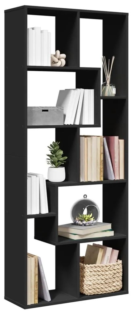 vidaXL Bibliotecă/separator cameră negru 67x25x161,5 cm lemn prelucrat