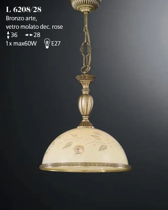 Lustra/Pendul din alama cu sticla decorata design italian D-28cm 6208
