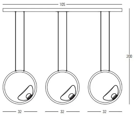 Lustra moderna cu 3 pendule LED LINE