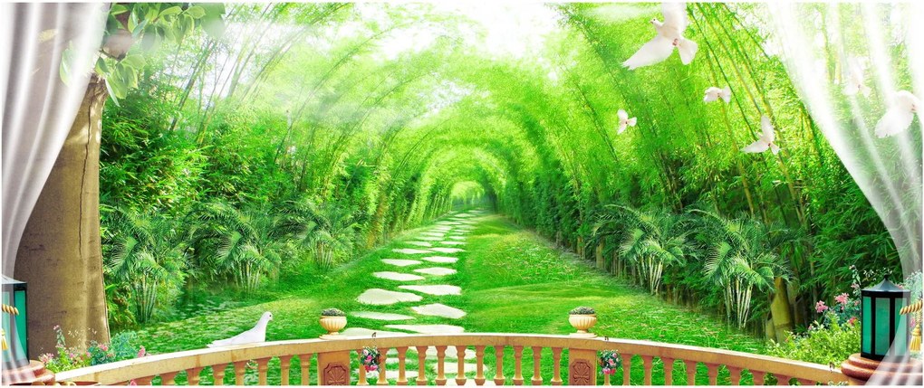 Tablou - Privire la grădina tropicală (120x50 cm)