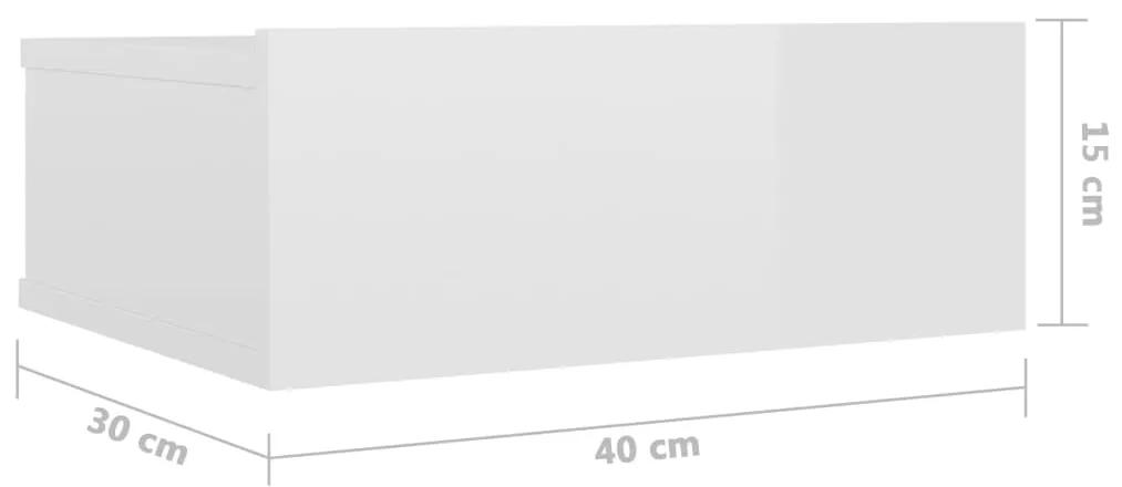 Noptiere suspendate, 2 buc., alb extralucios, 40x30x15 cm, PAL 2, Alb foarte lucios