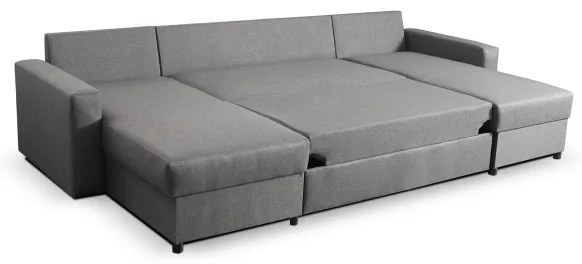 Colțar extensibil în formă de U JANISE, cu spațiu de depozitare, gri