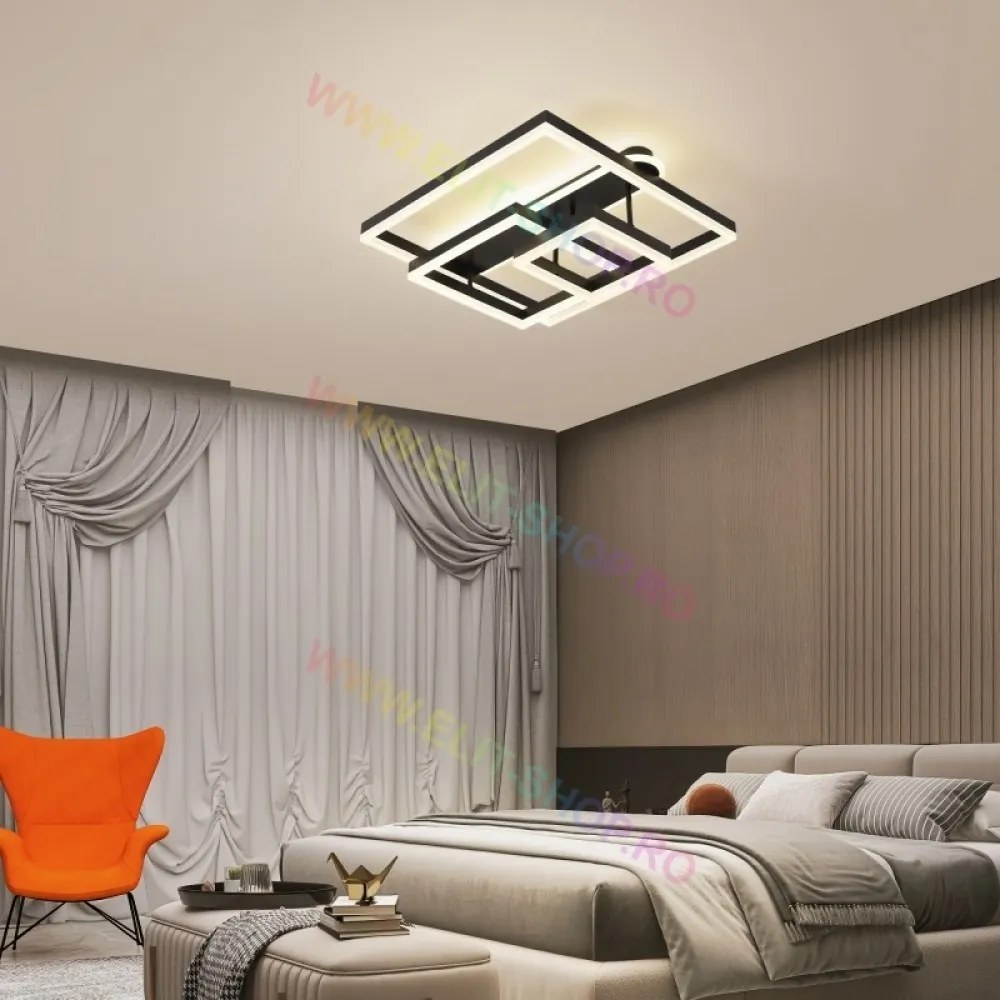 Lustra LED Cu Telecomanda, Elit's Esn1702-BK, 214W