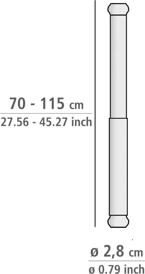 Tijă telescopică pentru baie Wenko Luz, lungime 70-115 cm, alb